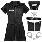 Women's Police Officer Costume - Complete 6-Piece Cop Dress Set