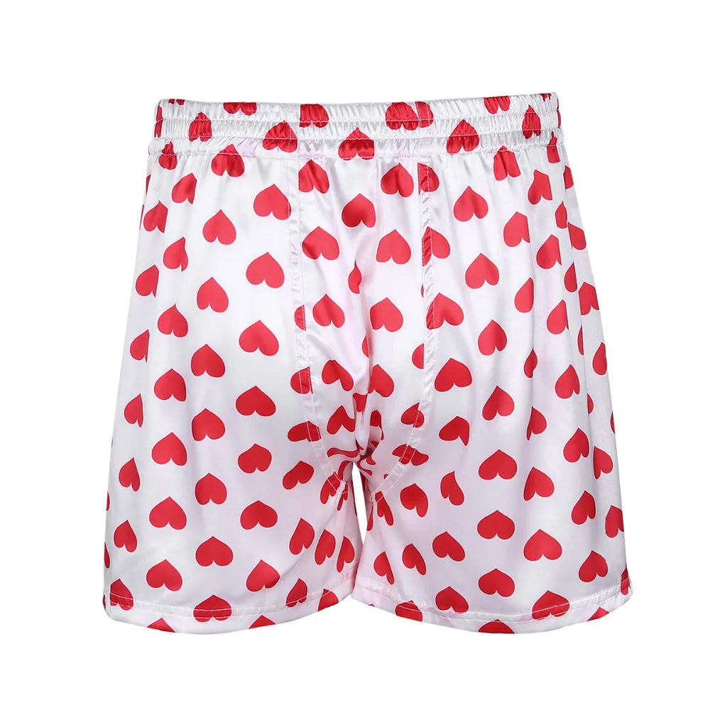 Men's Love Heart Print Boxer Shorts - Cute Casual Lounge Bottoms