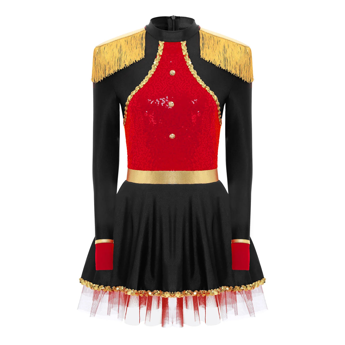 Circus Ringmaster Sequined Bodysuit - Fringe Shoulder Costume Dress