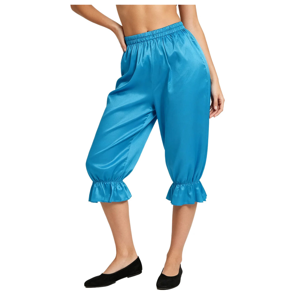 Women's Satin Renaissance Ruffle Bloomers - Cosplay Capri Pants