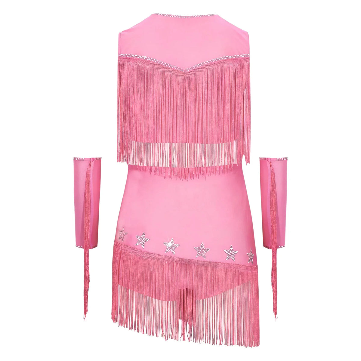 Girls Cowgirl Fringe Dance Costume - Sequined Tops & Skirt Set