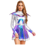 Women's Metallic Shiny Alien Astronaut Costume - Robot Dress