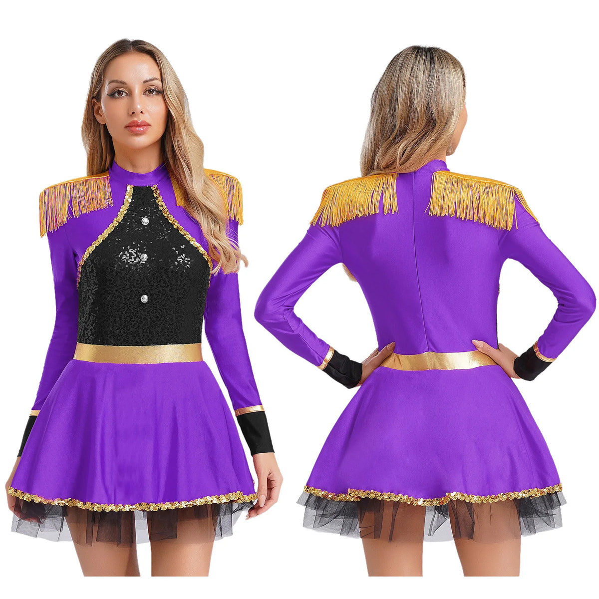 Circus Ringmaster Sequined Bodysuit - Fringe Shoulder Costume Dress