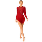 Women's Rhinestone Figure Skating Dress - Ruffled Lyrical Costume