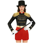 Circus Ringmaster Majorette Costume Set - Sequined Bodysuit with Hat & Wand