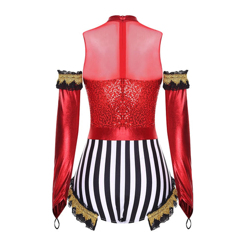 Circus Ringmaster Metallic Leotard - Lion Tamer Cosplay Set