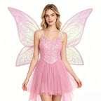 Fairy Elf Sequin Dress Set - High-Low Tulle Dress with Wings