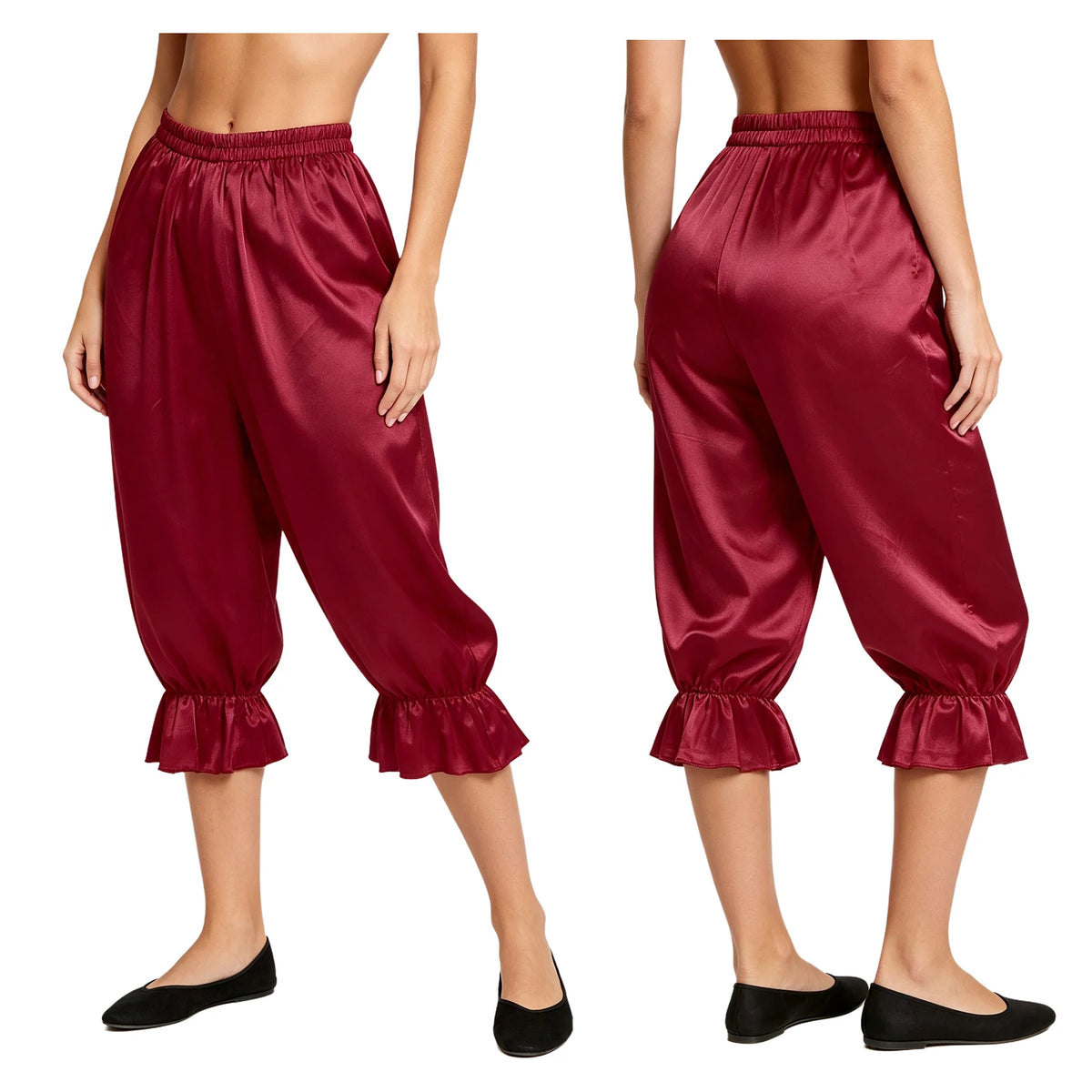 Women's Satin Renaissance Ruffle Bloomers - Cosplay Capri Pants