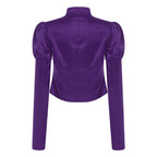 Women's Victorian Circus Ringmaster Satin Blazer - Puff Sleeve Top