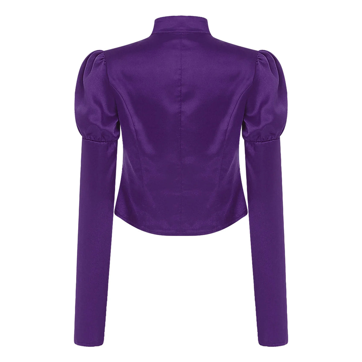 Women's Victorian Circus Ringmaster Satin Blazer - Puff Sleeve Top