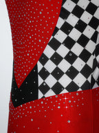 Women's Queen Clown Circus Halter Leotard with Detachable Sleeves