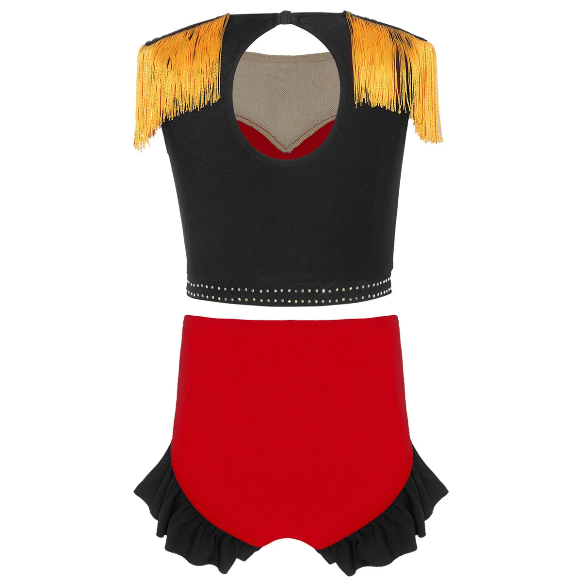 Girls Circus Ringmaster Costume Set - Crop Top & Ruffled Shorts