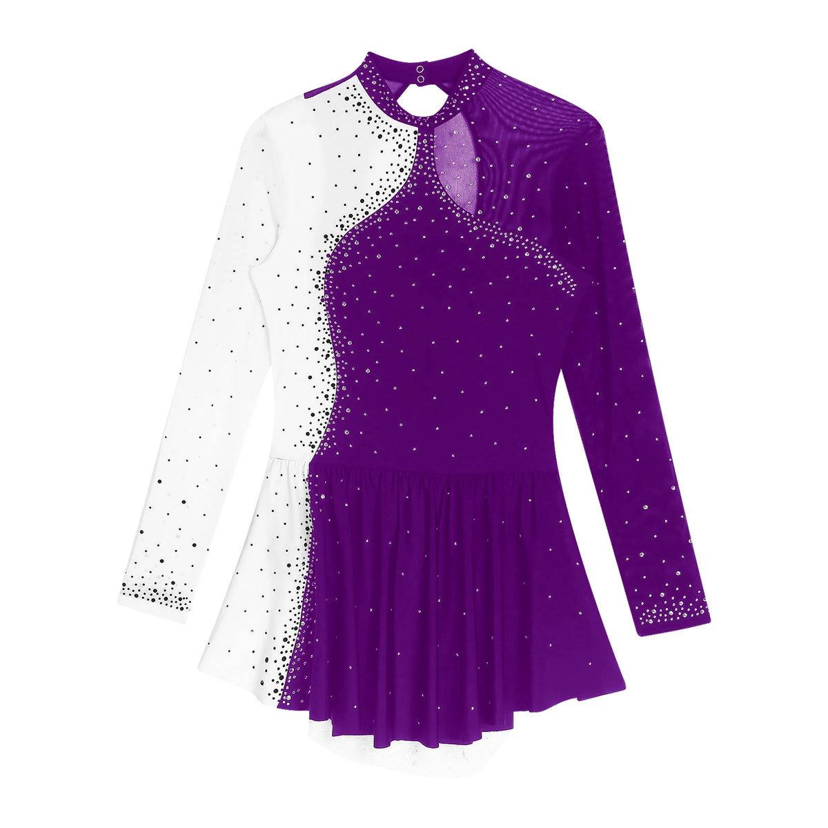 Women's Rhinestone Figure Skating Dress - Ruffled Lyrical Costume