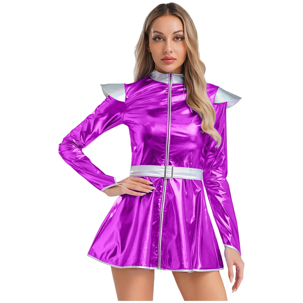 Women's Metallic Astronaut Cadet Dress - Alien Cosplay Costume
