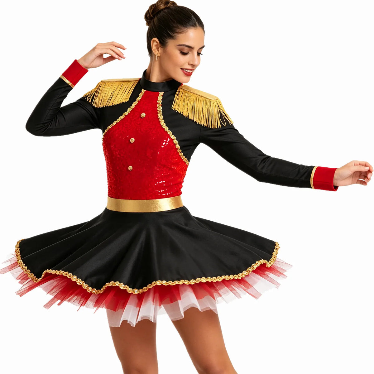 Circus Ringmaster Sequined Bodysuit - Fringe Shoulder Costume Dress
