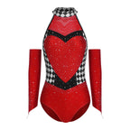 Women's Queen Clown Circus Halter Leotard with Detachable Sleeves