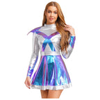Women's Metallic Shiny Alien Astronaut Costume - Robot Dress