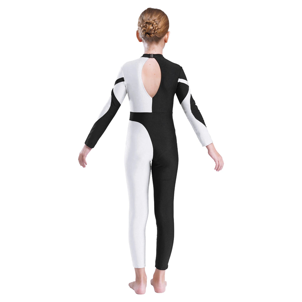 Girls Rhinestone Figure Skating Jumpsuit - Backless Gymnastic Leotard