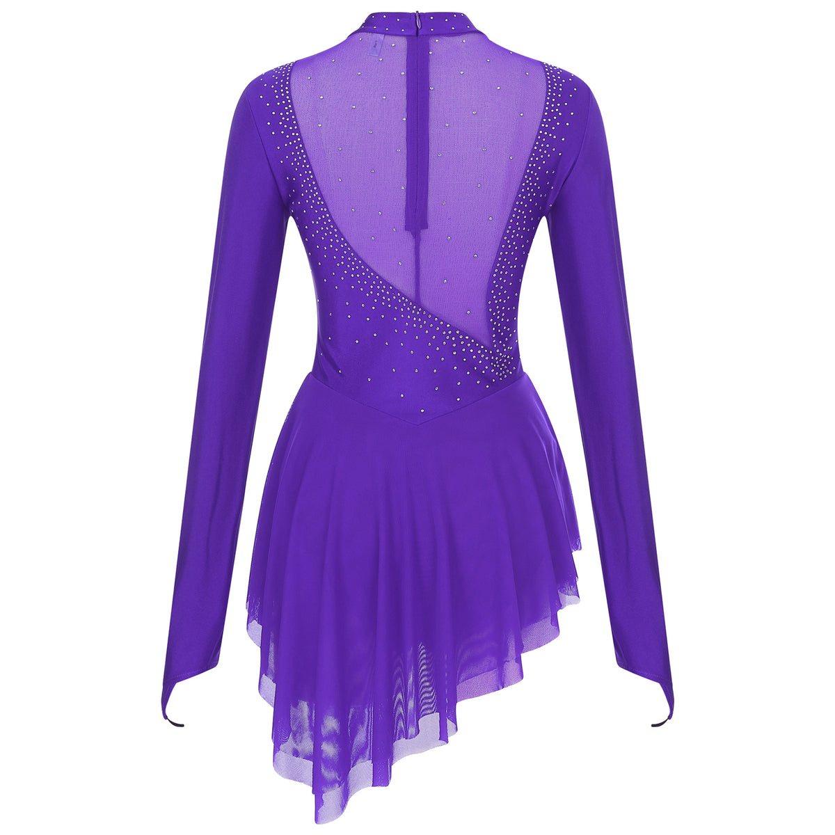 Women's Rhinestone Figure Skating Dress - Ruffled Lyrical Costume