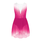 Girls Gradient Rhinestone Figure Skating Ballet Tutu Dress