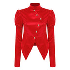 Women's Victorian Circus Ringmaster Satin Blazer - Puff Sleeve Top
