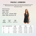 Glossy PU Leather Notched Collar Mini Dress - Deep V Neck Clubwear