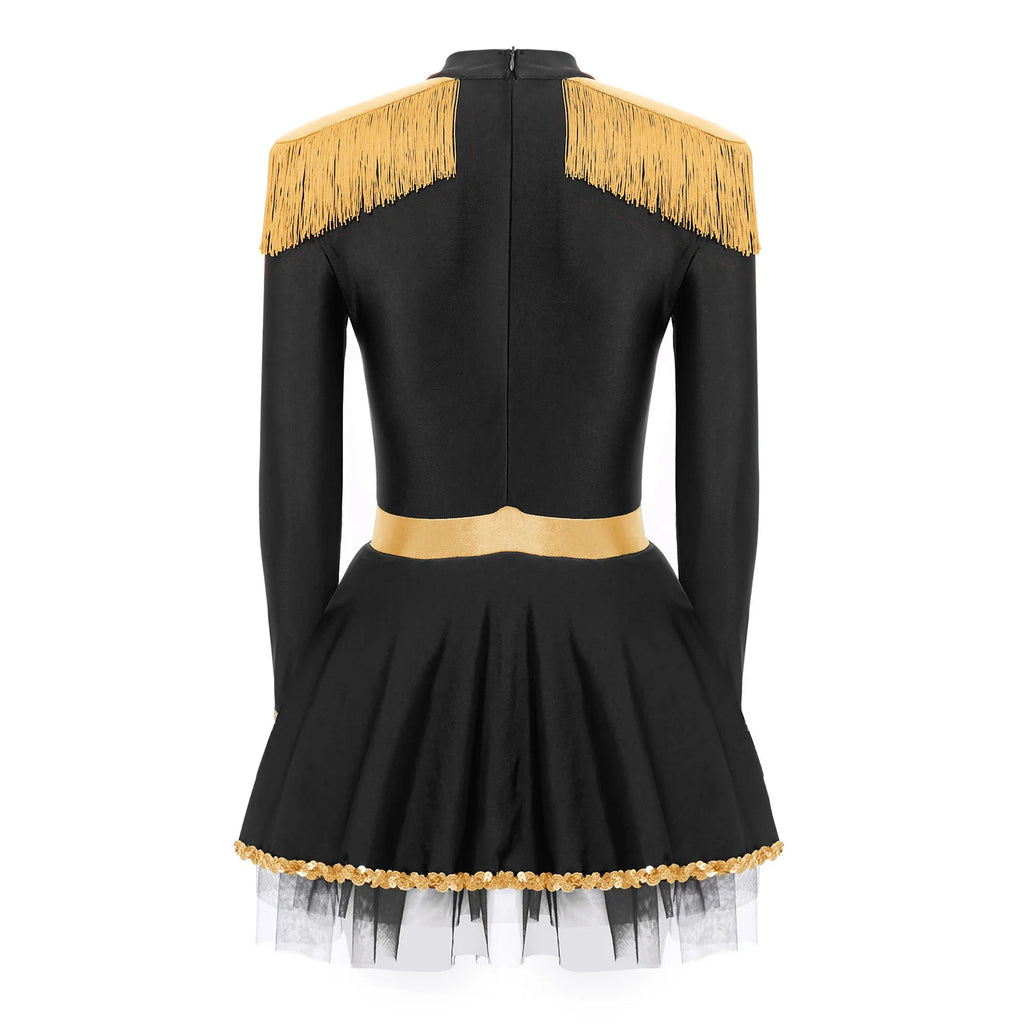 Circus Ringmaster Sequined Bodysuit - Fringe Shoulder Costume Dress