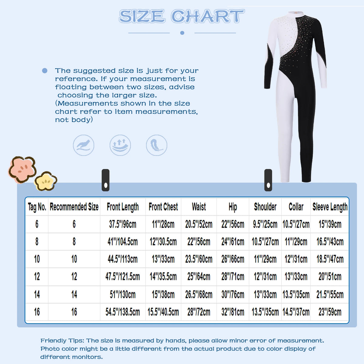 Girls Rhinestone Figure Skating Jumpsuit - Backless Gymnastic Leotard