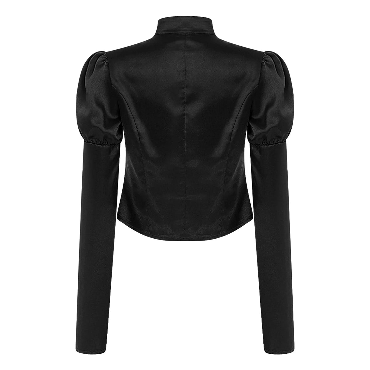 Women's Victorian Circus Ringmaster Satin Blazer - Puff Sleeve Top