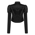 Women's Victorian Circus Ringmaster Satin Blazer - Puff Sleeve Top