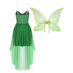Fairy Elf Sequin Dress Set - High-Low Tulle Dress with Wings