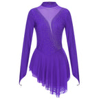 Women's Rhinestone Figure Skating Dress - Ruffled Lyrical Costume