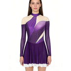 Women's Rhinestone Figure Skating Dress - Ruffled Lyrical Costume