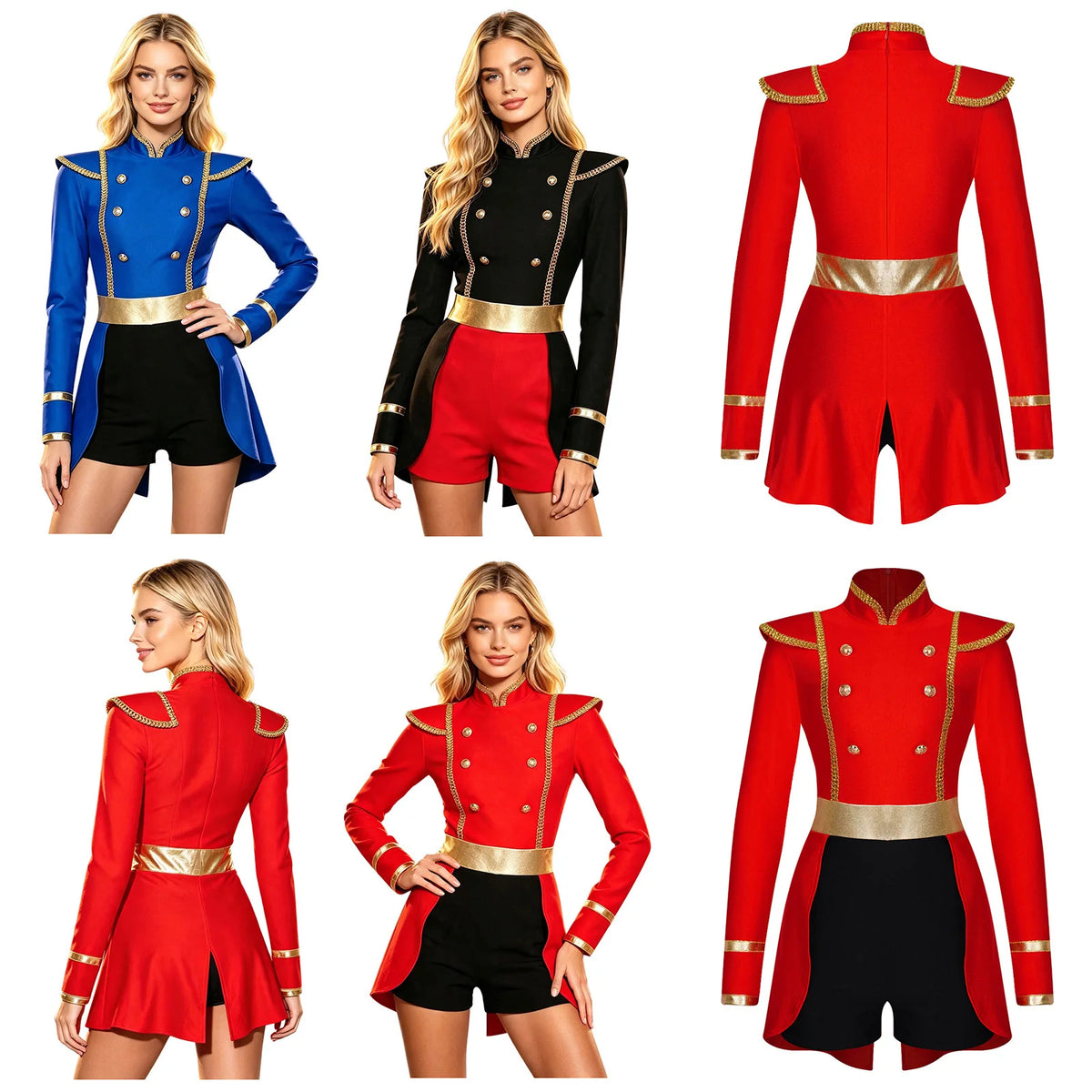 Women's Ringmaster Swallowtail Jumpsuit - Gold Trim Bodysuit
