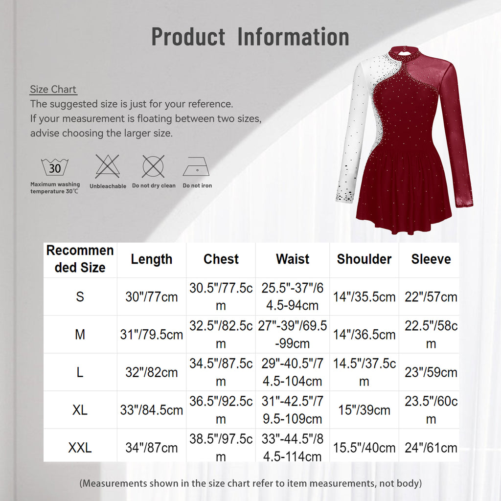 Women's Rhinestone Figure Skating Dress - Ruffled Lyrical Costume