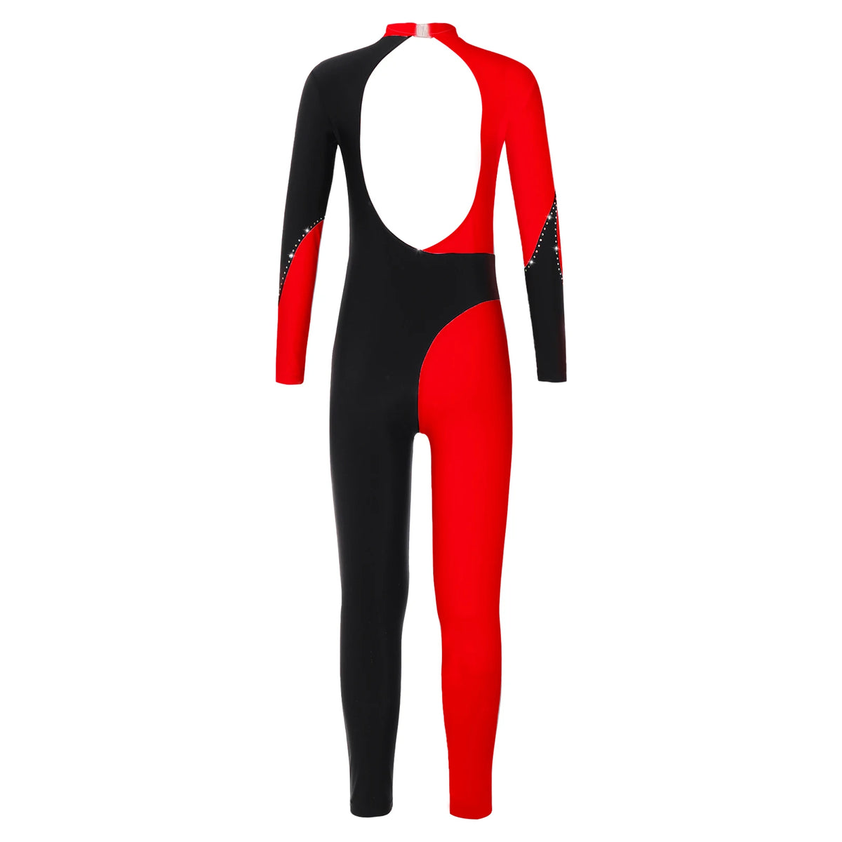 Girls Rhinestone Figure Skating Jumpsuit - Backless Gymnastic Leotard