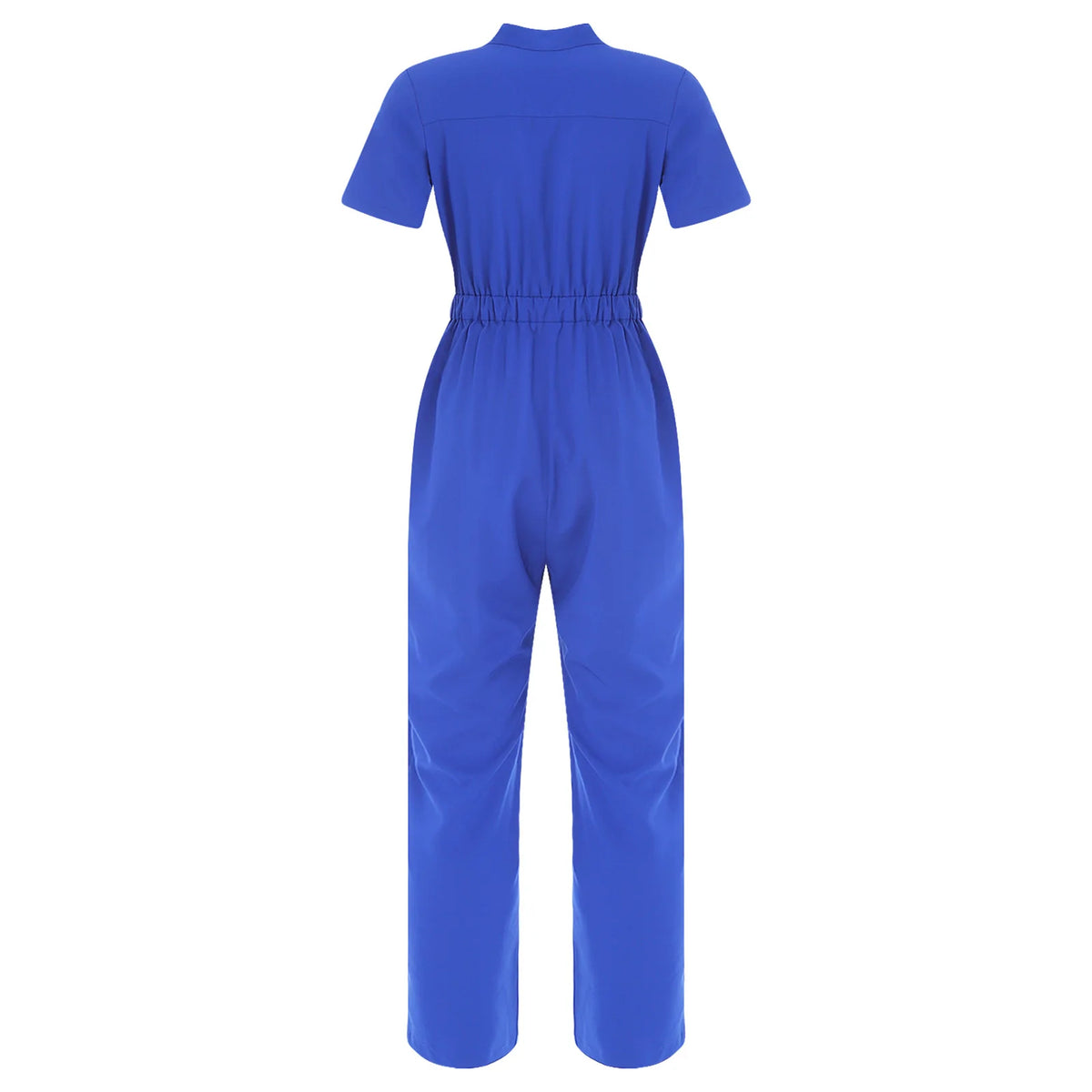 Women's Professional Scrub Jumpsuit - V-Neck Multi-Pocket Uniform