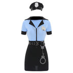 Women's Police Officer Costume - Complete 6-Piece Cop Dress Set