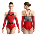 Women's Queen Clown Circus Halter Leotard with Detachable Sleeves