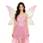 Fairy Elf Sequin Dress Set - High-Low Tulle Dress with Wings