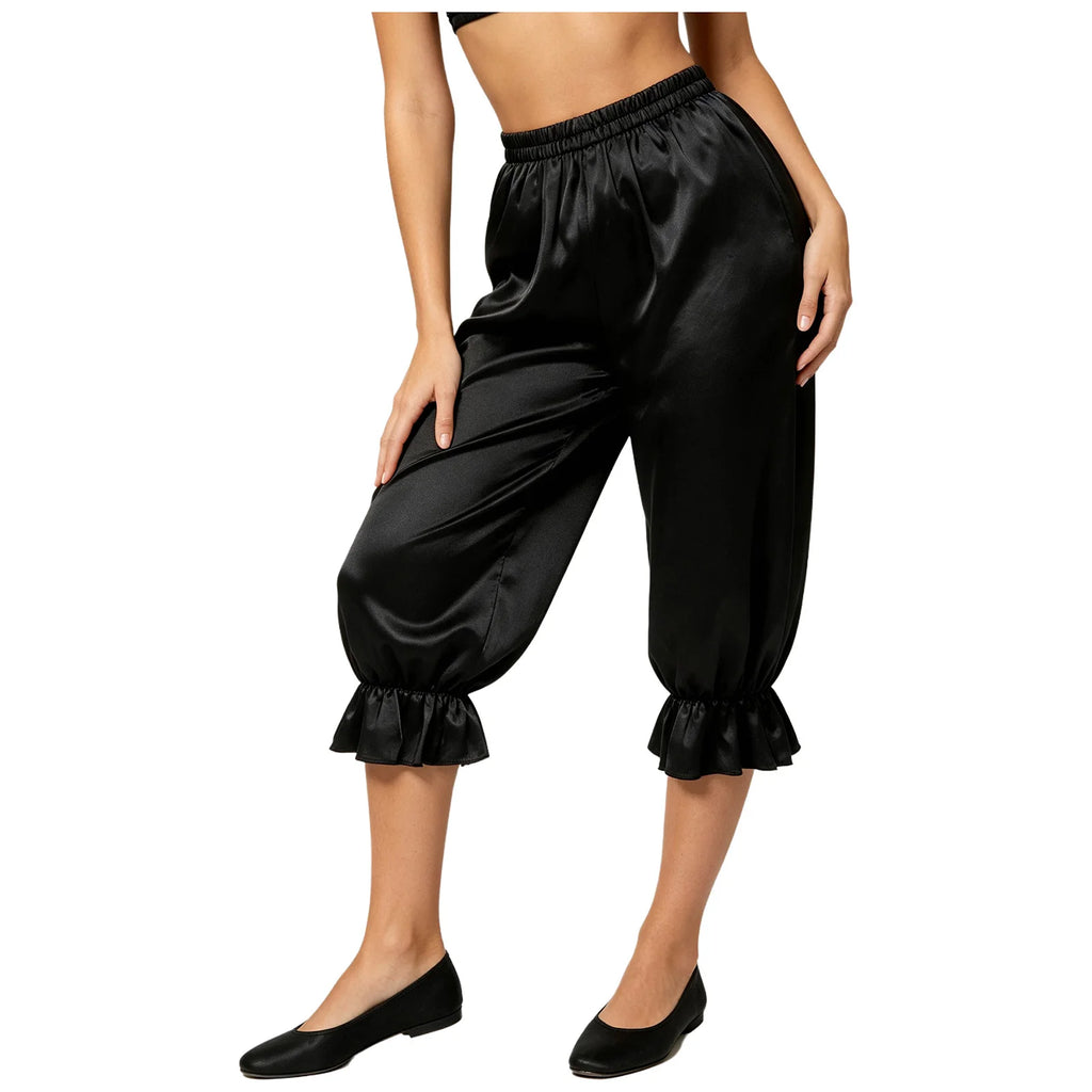 Women's Satin Renaissance Ruffle Bloomers - Cosplay Capri Pants