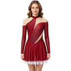 Women's Rhinestone Figure Skating Dress - Ruffled Lyrical Costume