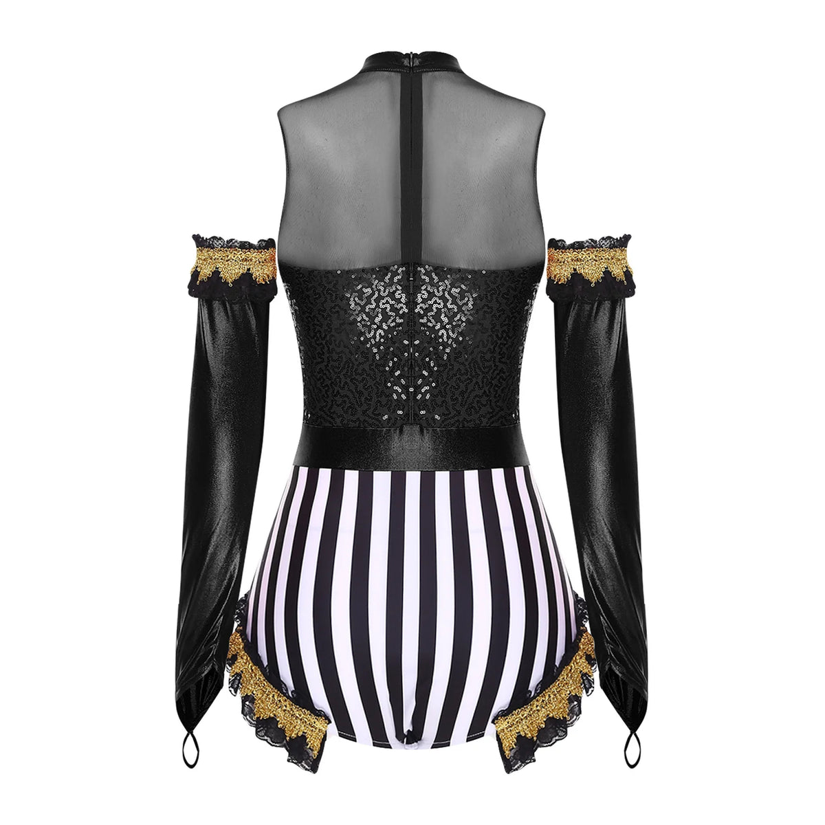 Circus Ringmaster Metallic Leotard - Lion Tamer Cosplay Set