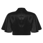 Women's Victorian Satin Cropped Blazer - Flounce Sleeve Rave Coat