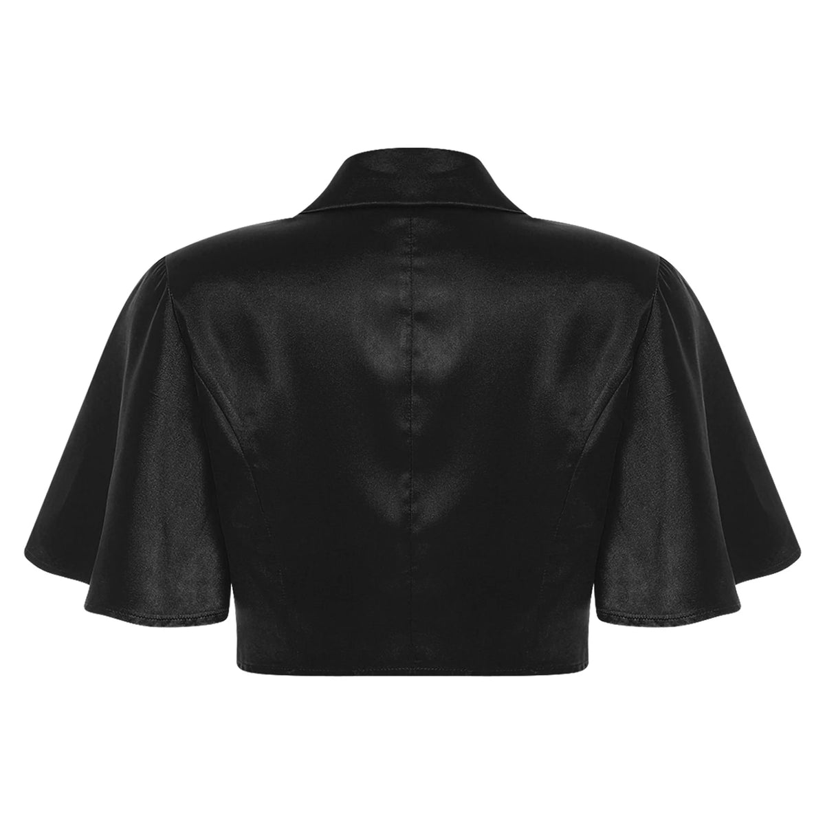 Women's Victorian Satin Cropped Blazer - Flounce Sleeve Rave Coat