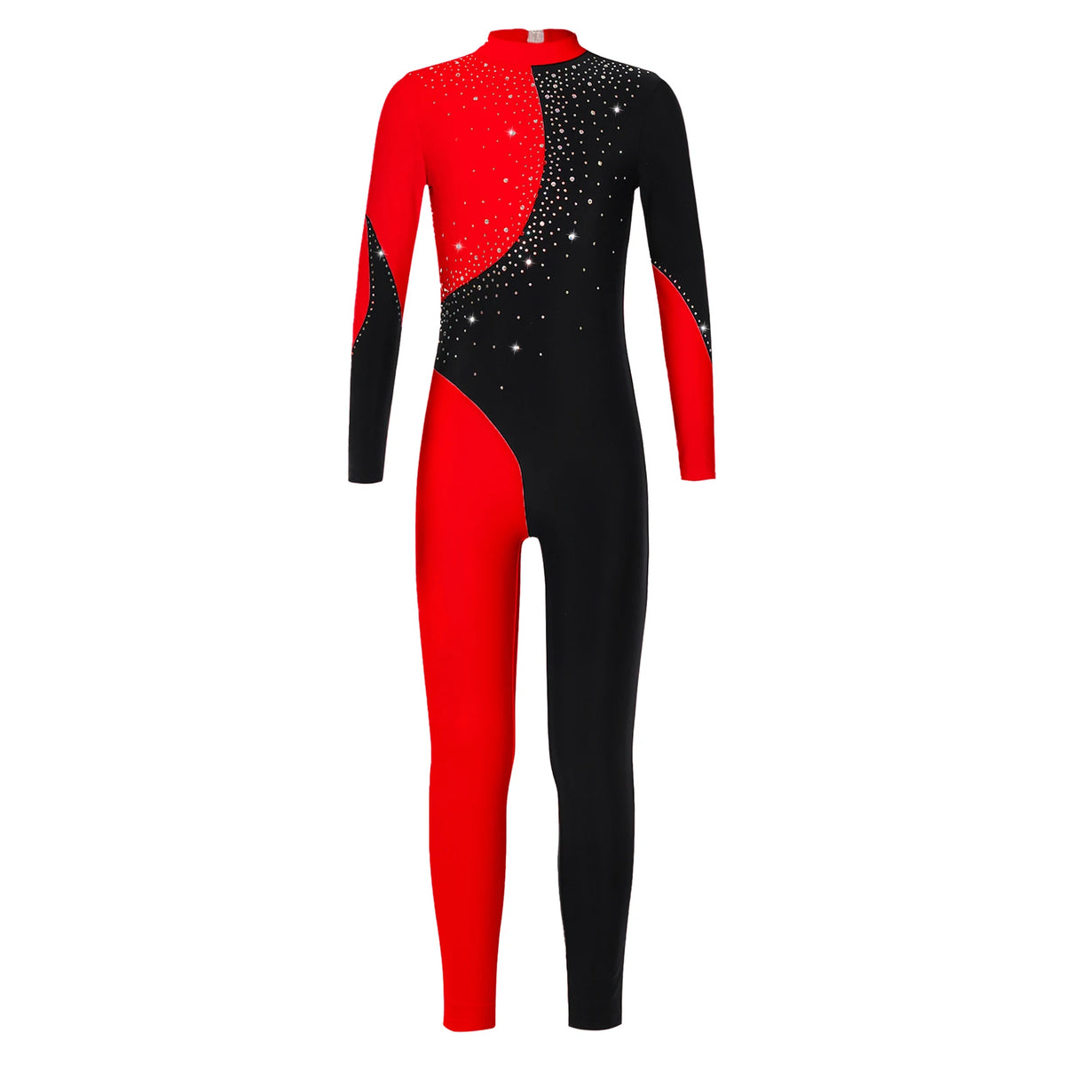 Girls Rhinestone Figure Skating Jumpsuit - Backless Gymnastic Leotard