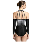 Women's Queen Clown Circus Halter Leotard with Detachable Sleeves