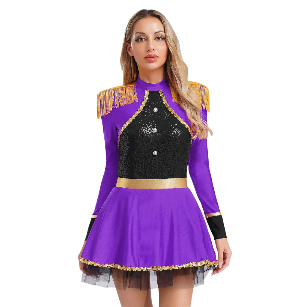 Circus Ringmaster Sequined Bodysuit - Fringe Shoulder Costume Dress