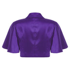 Women's Victorian Satin Cropped Blazer - Flounce Sleeve Rave Coat