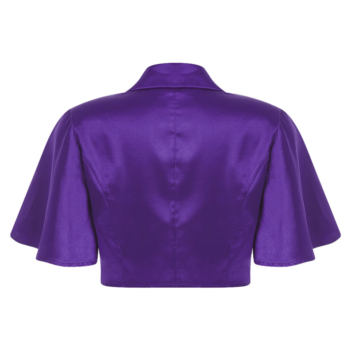 Women's Victorian Satin Cropped Blazer - Flounce Sleeve Rave Coat